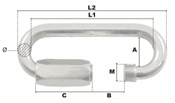 Dimension maillon rapide grande ouverture 