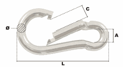Dimension mousqueton alpin en inox 