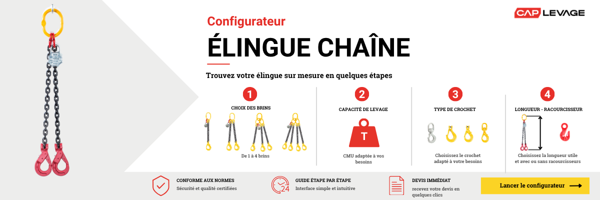 Bandeau configurateur élingue chaine cap levage 