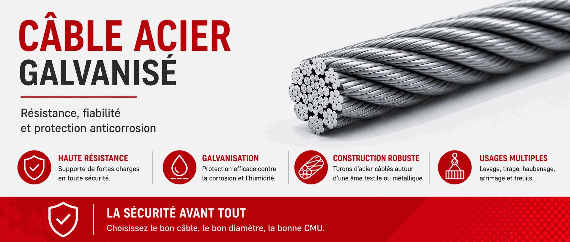 Cable acier galvanisé