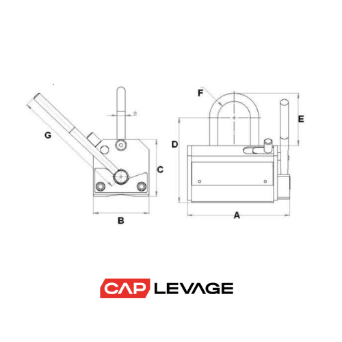DIMENSIONS AIMANT DE LEVAGE PERMANENT MANUEL MAGFOR