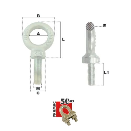 ALLG - ANNEAU DE LEVAGE MALE TIGE LONGUE