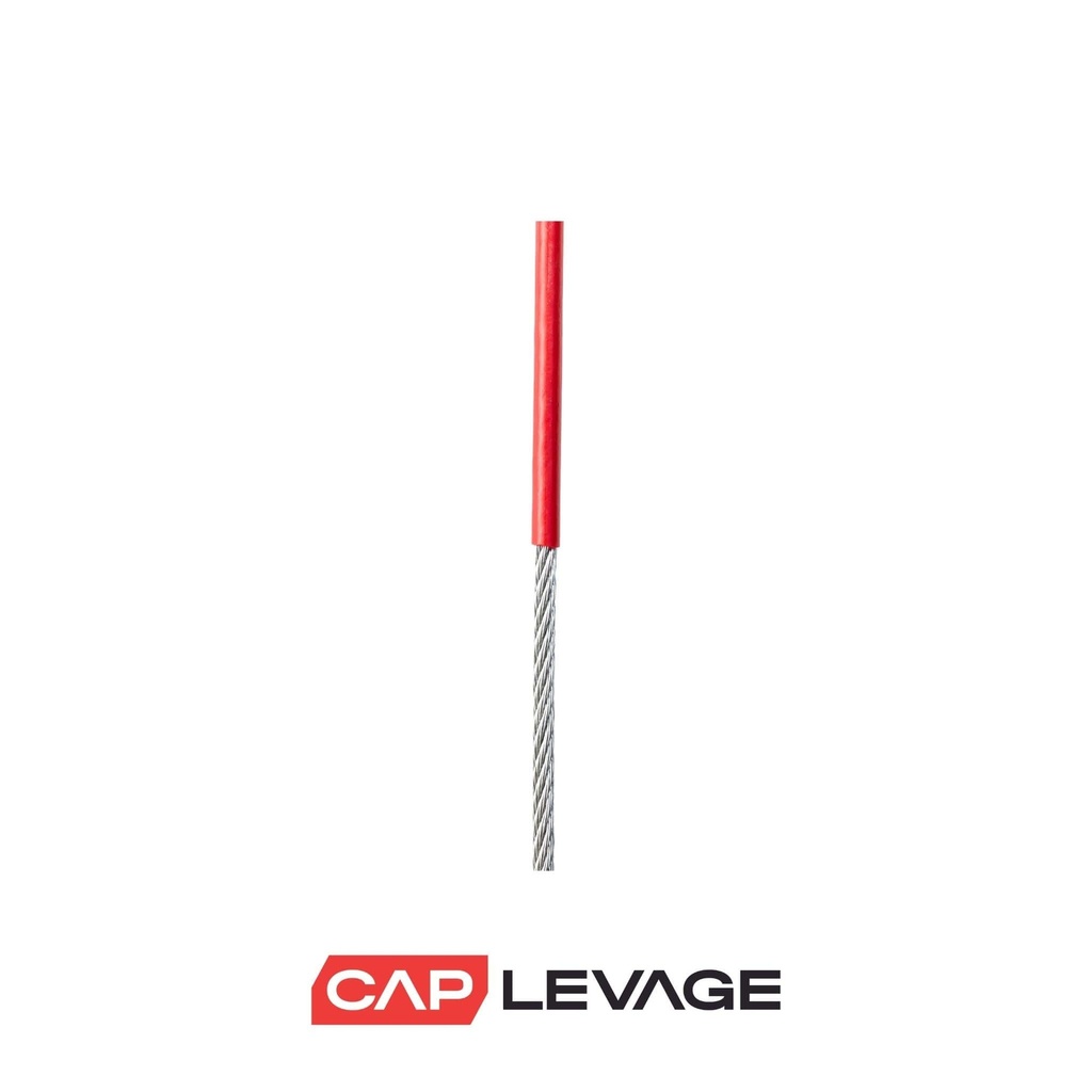 CABLE ACIER GAINÉ ROUGE PVC D3-4MM 7 x 7