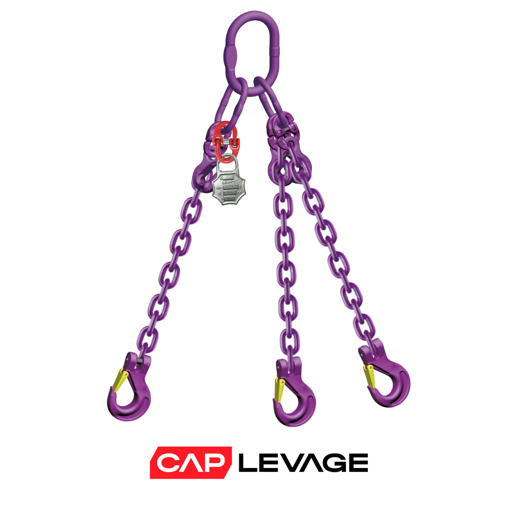ÉLINGUE CHAÎNE 3 BRINS / DIAMÈTRE 8 / CAPACITÉ 5.3 TONNES/ GRADE 100