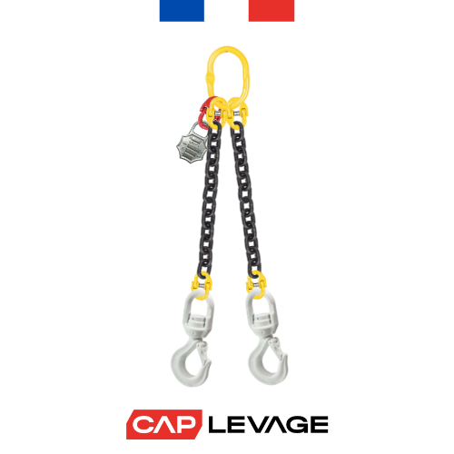 ELINGUE CHAINE 2 BRINS D13 CROCHET A LINGUET TOURNANT CMU 7.5 T GRADE 80