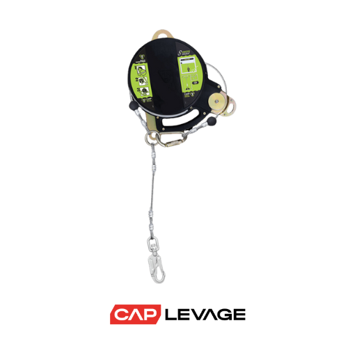 ANTICHUTE A RAPPEL AUTOMATIQUE A DOUBLE CABLE DE SECURITÉ EN ACIER T-LINE - 140 KG