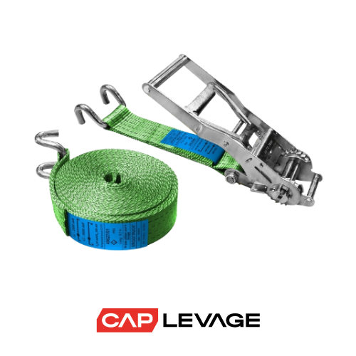 [ARRIM9INVERS/2500DAN] SANGLE ARRIMAGE A CLIQUET INVERSÉ CROCHET DOIGT ÉCARTÉ 2500 DAN VERTE LG 9ML